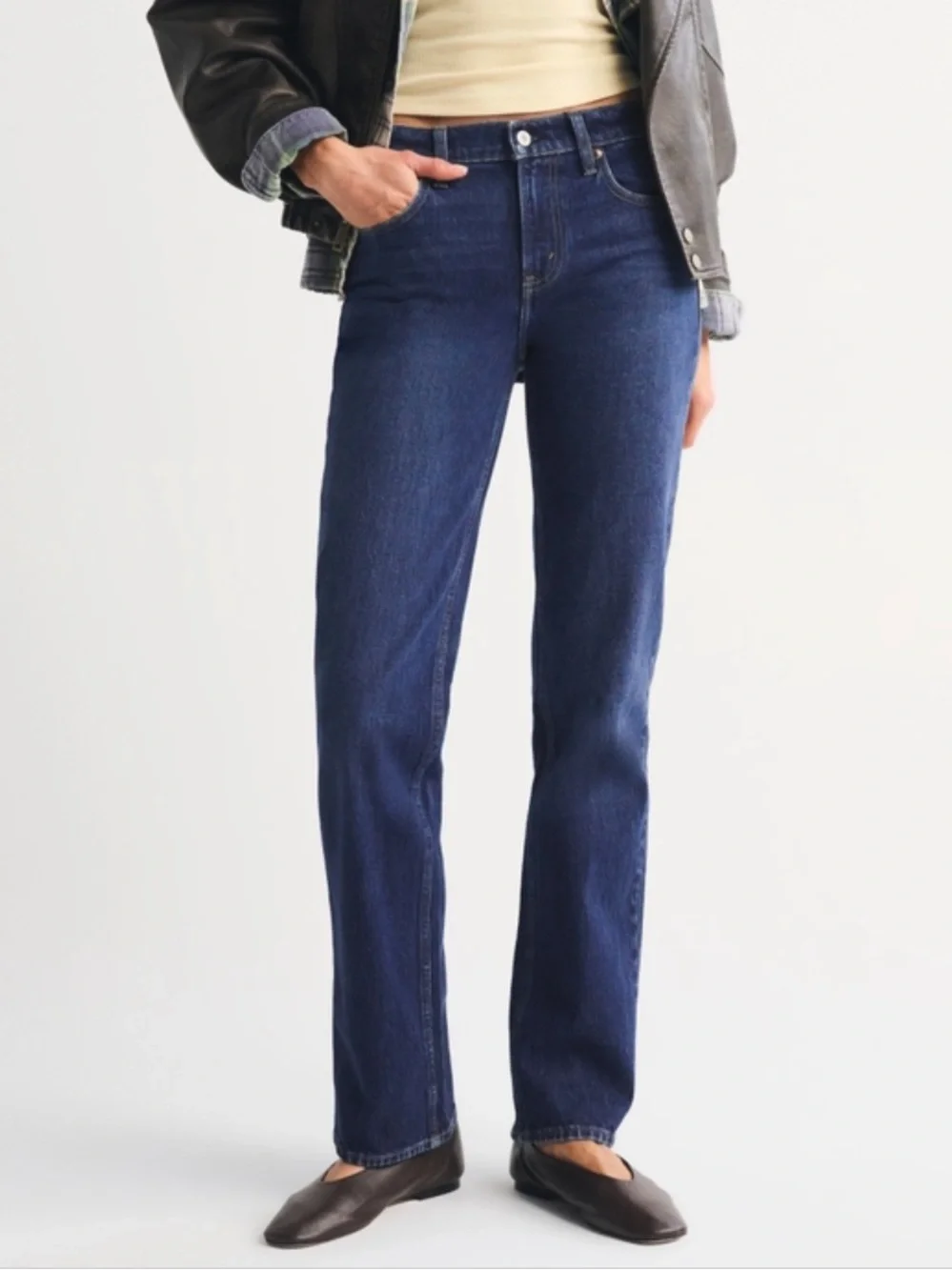 Abercrombie Dark Wash The 90’s Straight Mid Rise Jeans